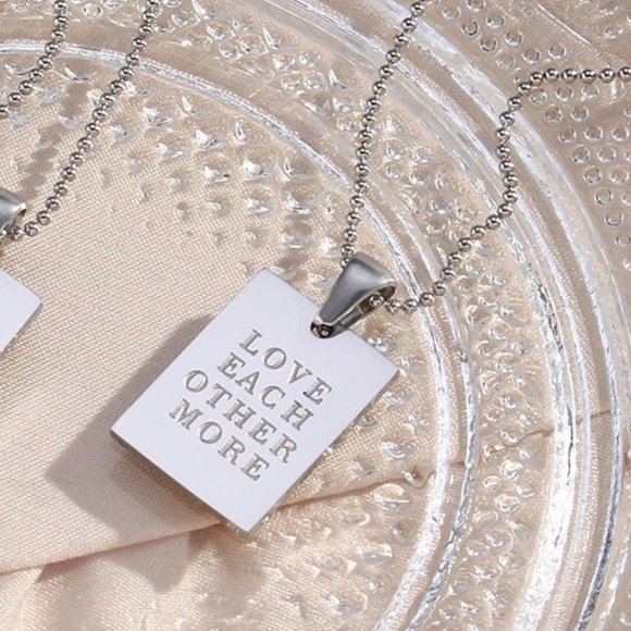 Love Each Other More Necklace PVD 18K White Gold Plated Stainless Steel - Picture 2 of 8